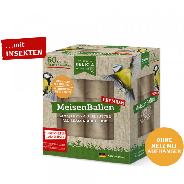 DELICIA Premium MeisenBallen mit Insekten ohne Netz 60 Stück