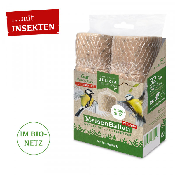 DELICIA Premium MeisenBallen mit Insekten 6 Stück (im Bio-Netz)