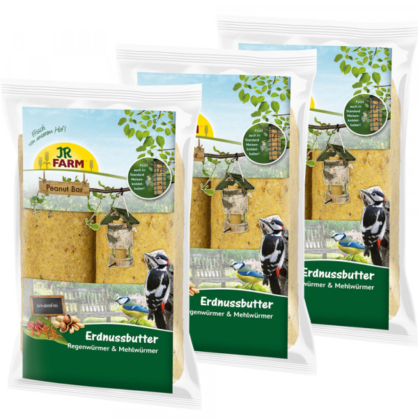 Erdnussbutter-Riegel JR Farm 3 x 2er Pack mit Regenwürmern & Mehlwürmern